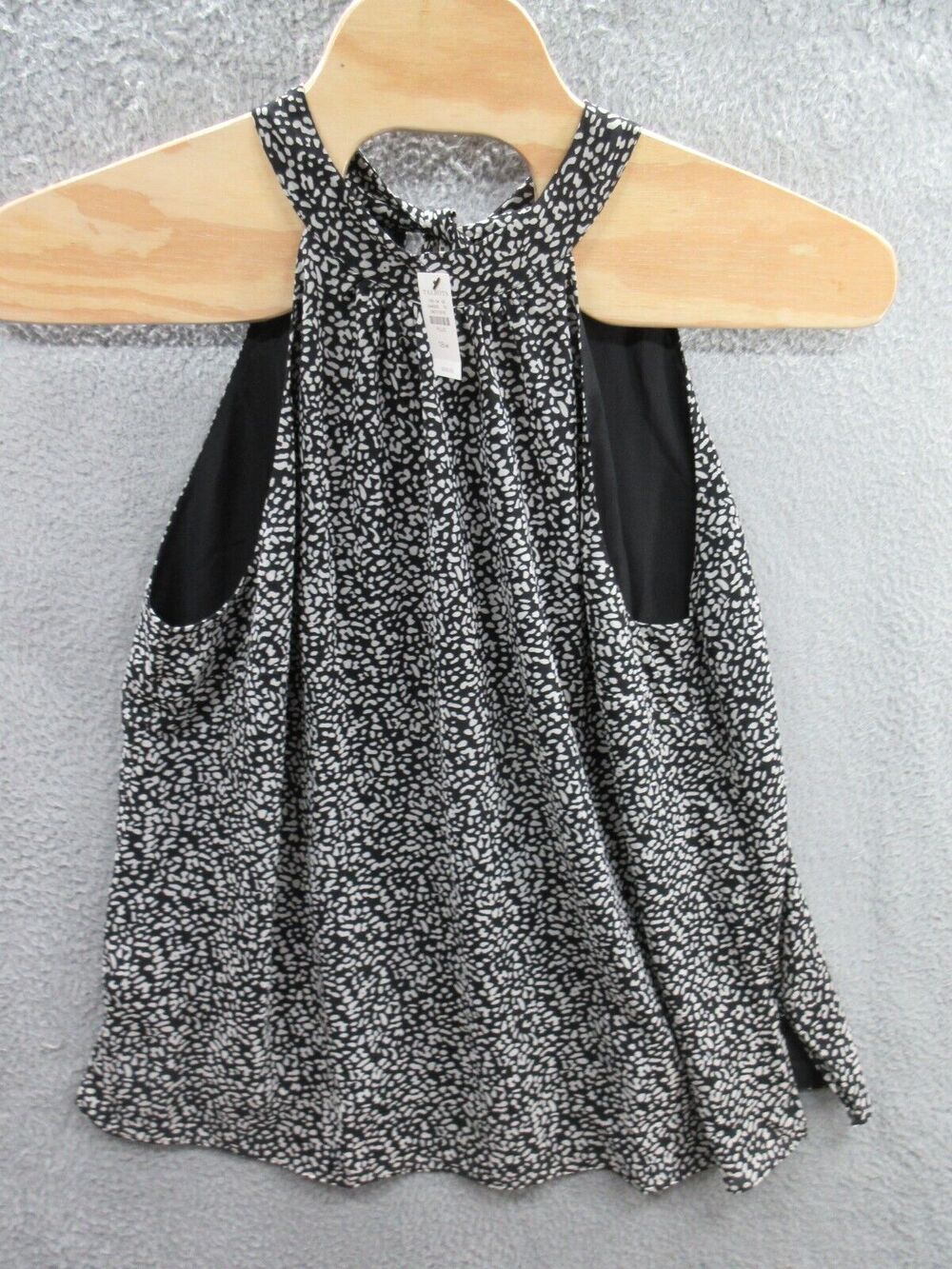 Talbots Animal Print Halter Top Tank Shell Womens Sz 18W Tie Back Keyhole Lined
